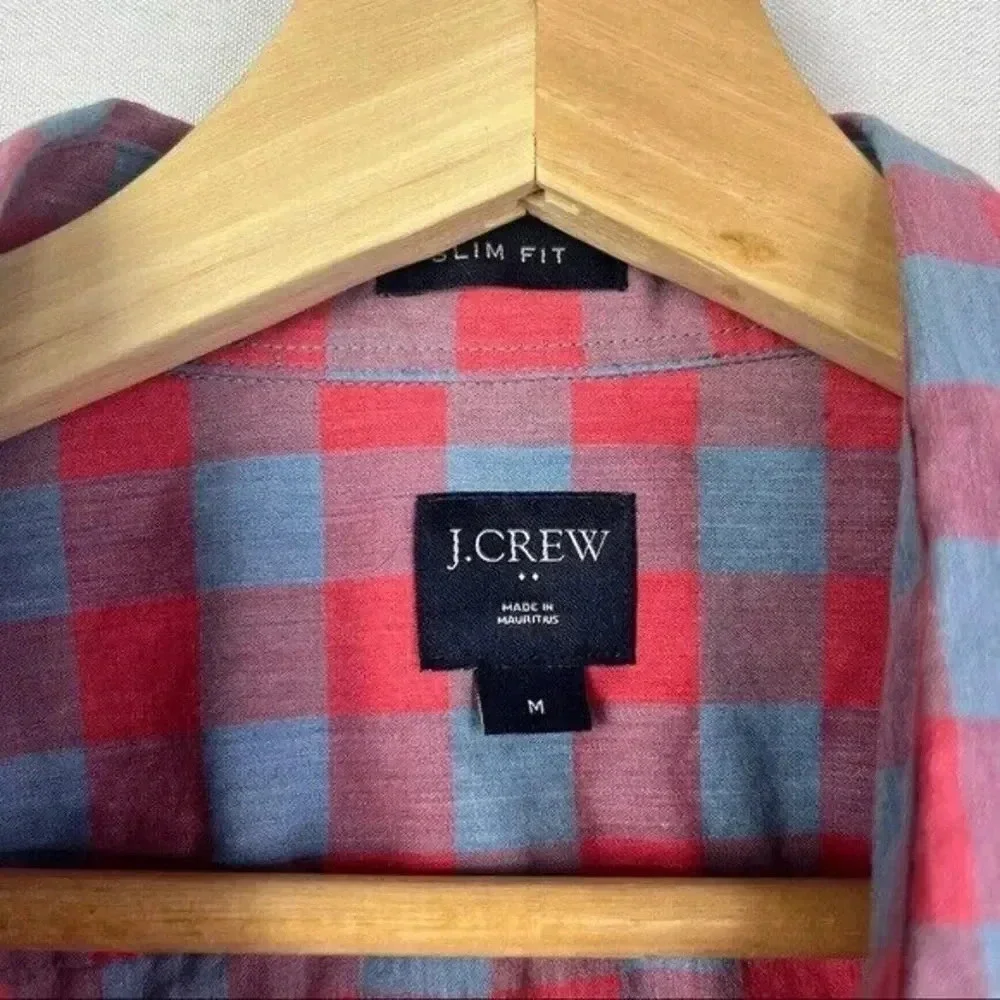 J. Crew Blue & Red Checkered Plaid Long Sleeve Button Down M